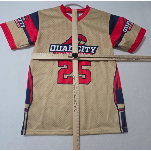 Quad City Steamwheelers Jersey #25 Youth Large IFL Football Gold Red YL - Picture 7 of 8